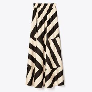 Tory Burch Strapless Striped Cotton-Sateen Maxi Dress EUC XL